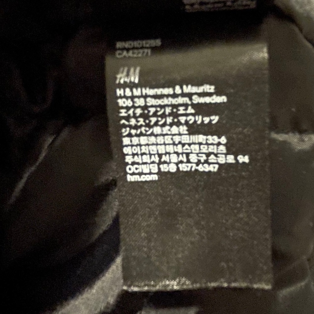 H&M Men's Black Smooth Bomber Jacket 40R Full Zip Pockets Stand Collar - Picture 15 of 15